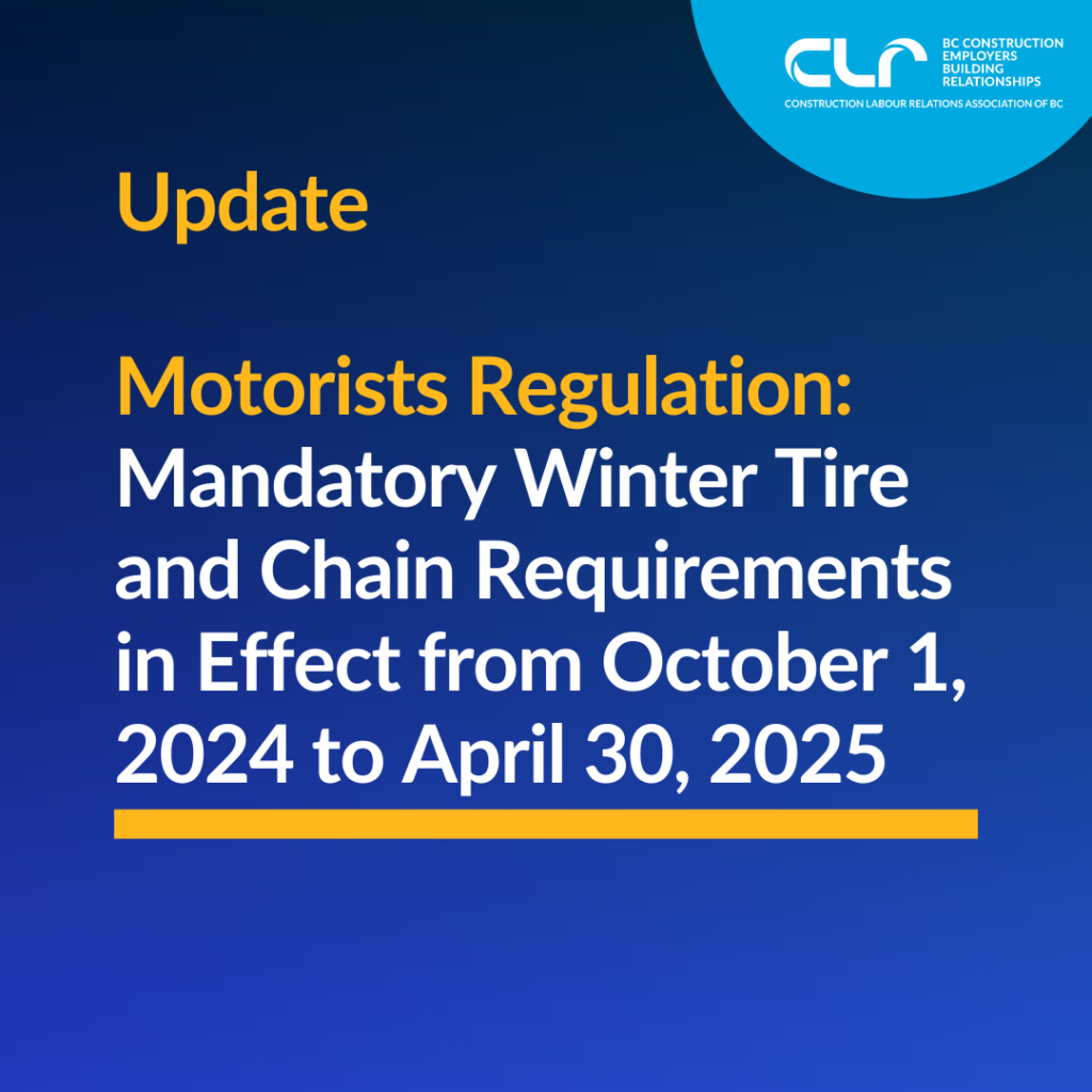 Effective October 1 New Crane, Flush Toilet Regulations & Winter Tire